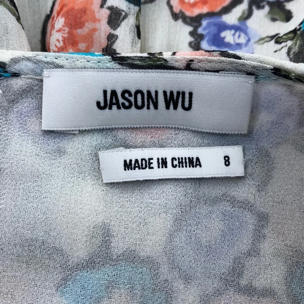 Jason Wu Grey Floral Print Silk Blouse - Picture 9 of 10